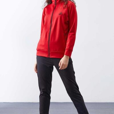 Leisure suit with zipper red