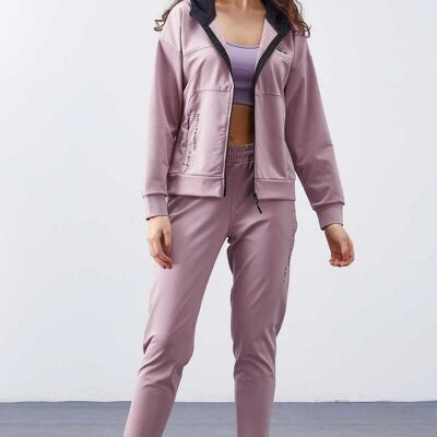 Leisure suit with zipper lilac