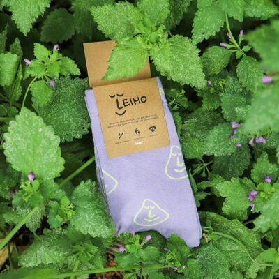 Purple Smiley Patterned Bamboo Socks (UNISEX)