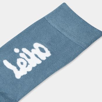 Chaussettes en bambou bleues avec logo Leiho (UNISEXE) 3