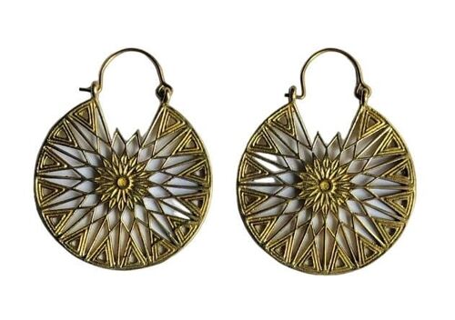 Beautiful Bohemian Pattern Indian Women Vintage Brass Handmade Hoop  Earrings