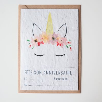 Invitation card - Unicorn (set of 5)