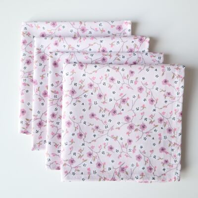 Serviettes de table fleurs dorées (lot de 4)