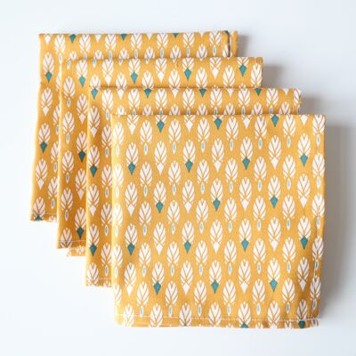 Ocher feather napkins (set of 4)