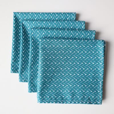 Serviettes de table paon bleu (lot de 4)