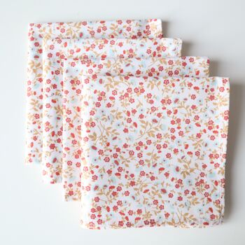 Serviettes de table Garden Party rouges et blanches (lot de 4)