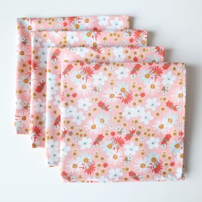 Serviettes de table Garden Party roses (lot de 4)