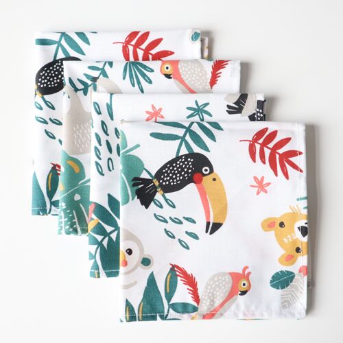 Serviettes de table animaux tropicaux (lot de 4)