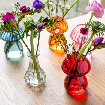 Bougeoir et vase en verre champignon rose 4
