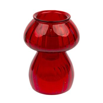 Bougeoir et vase en verre champignon rouge 1