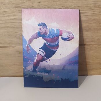 Carte postal en bois rugby France coupe du monde 1