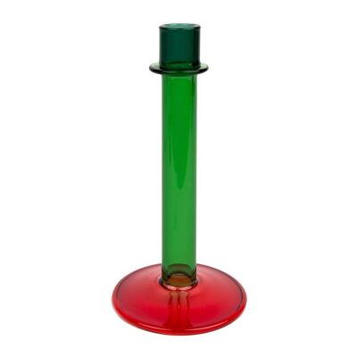 Red & Green Glass Candle Holder, Home Décor