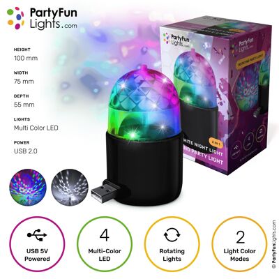 PartyFunLights - USB party lamp - LED - rotates and changes color - works on USB