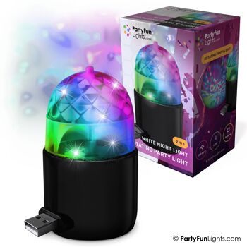 PartyFunLights - Lampe de fête USB - LED - tourne et change de couleur - fonctionne sur USB 3