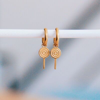 Stainless steel earrings with lollipop - gold