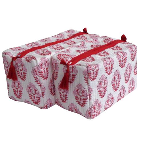 Pia Red/ Pink Cosmetic Bag- Set of 2