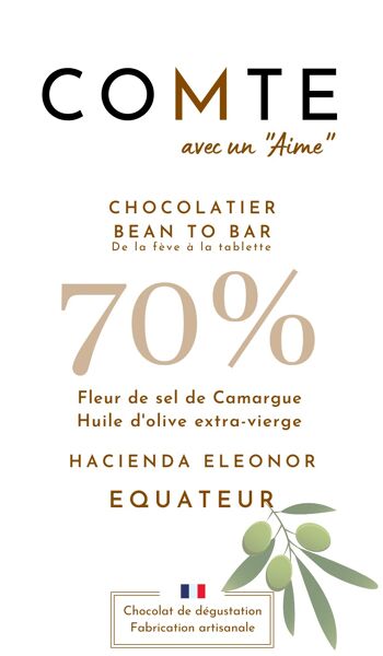 Hacienda Eleonor - Equateur - 70% Cacao - Huile d'Olive Vierge Extra et Fleur de sel de Camargue 2