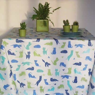Coated tablecloth Blue cats