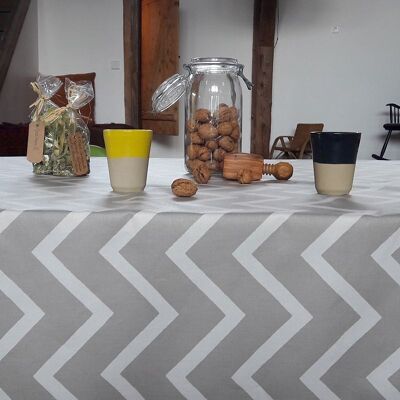 Chevrons Beige coated tablecloth