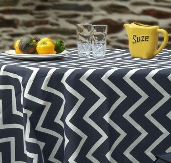 Nappe enduite Chevrons Noir Graphite 16