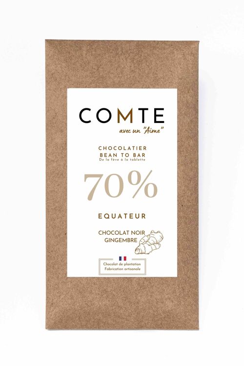 Chocolat noir & Gingembre - 70% Cacao Equateur