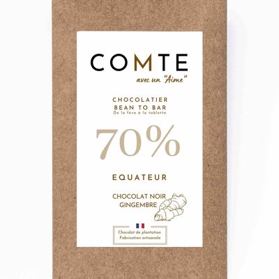 Chocolat noir & Gingembre - 70% Cacao Equateur