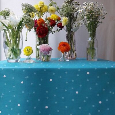 Confetti Turquoise coated tablecloth