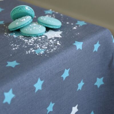 Coated tablecloth Stars grey/turquoise