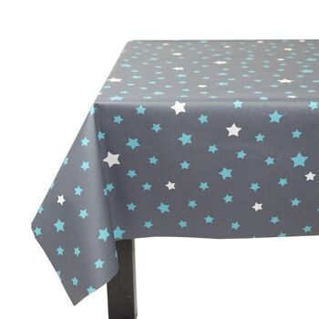 Nappe enduite Etoiles gris/turquoise 4