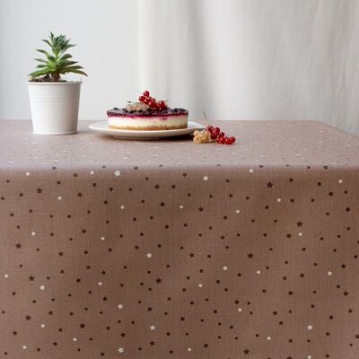 Coated tablecloth Stars taupe taupe