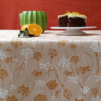 Caramel herbs coated tablecloth