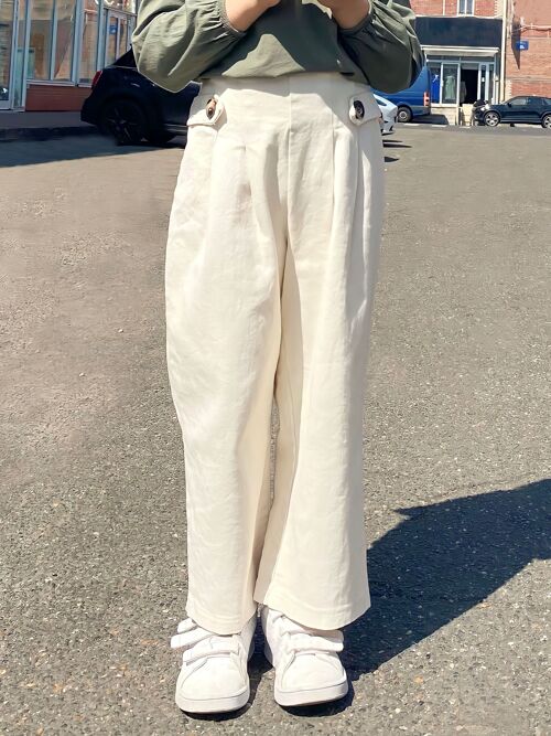 Pantalon large en coton avec taille élastiquée pour fille