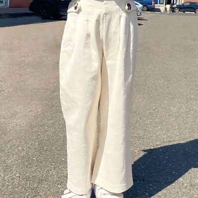 Wide cotton pants with elasticated waist for girls