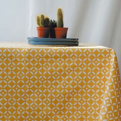 Curry Yellow Mosaic coated tablecloth