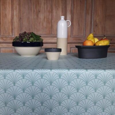 Water green Papyrus coated tablecloth
