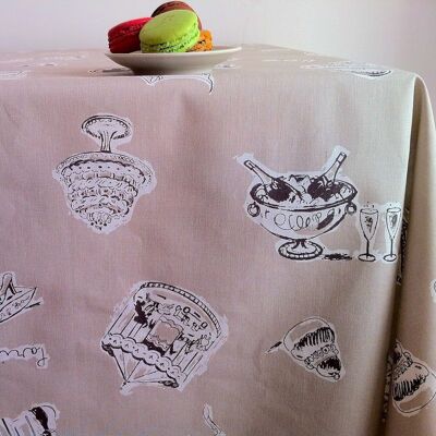 Coated tablecloth Paris Taupe