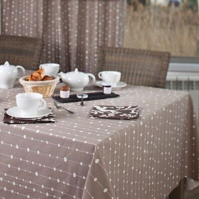 Coated tablecloth Taupe pearls