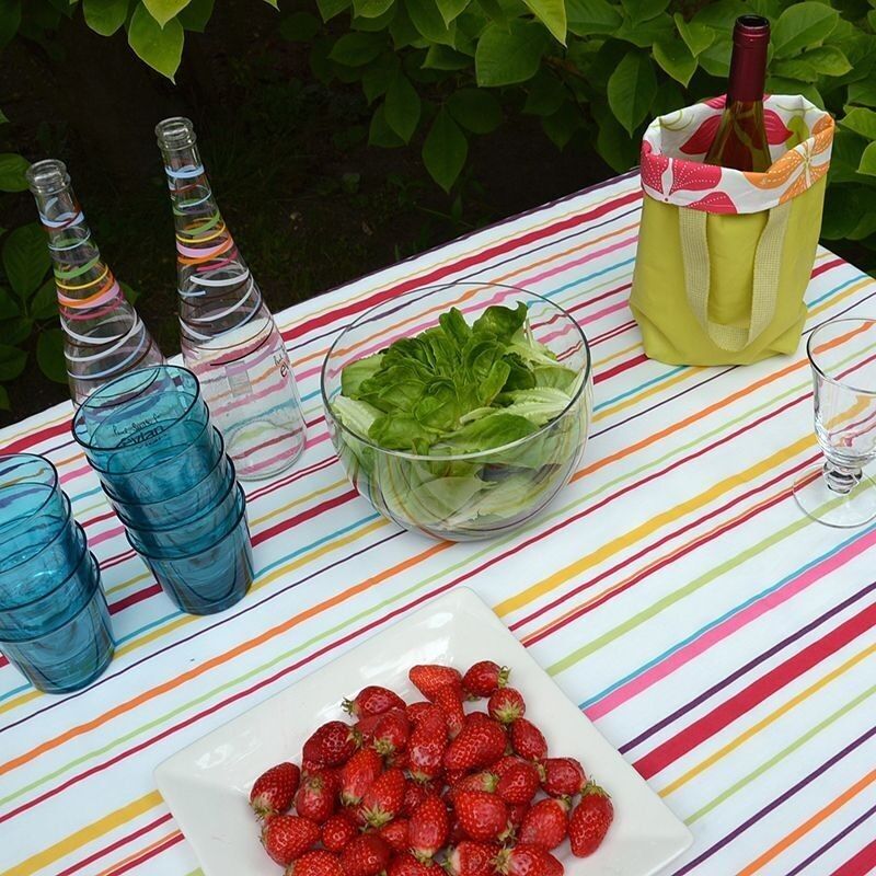 Tovaglia rivestita a righe multicolor