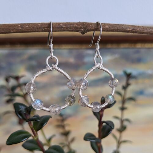 Boucles d'Oreilles ~Perles d'Eté~ Labradorite et Argent