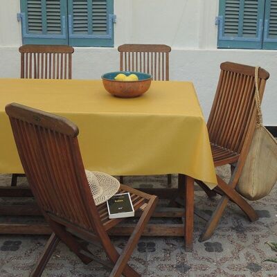 Plain curry yellow coated tablecloth