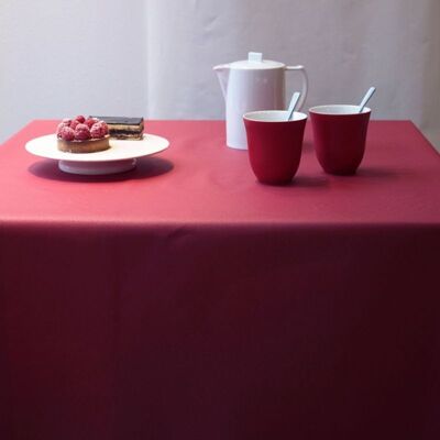 Plain red coated tablecloth