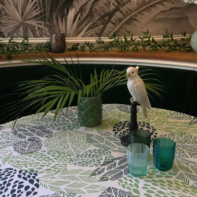 Coated tablecloth Green leaves