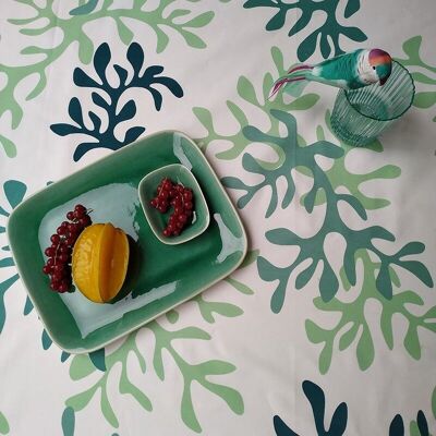 Green coral coated tablecloth