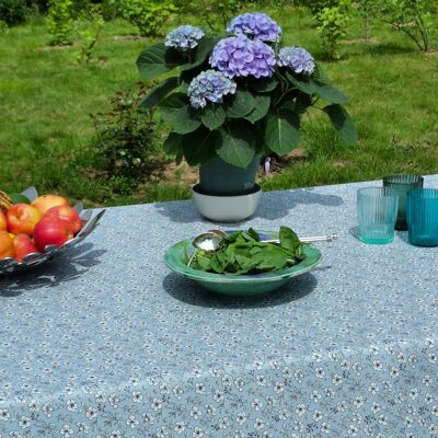 Blue Anemone coated tablecloth