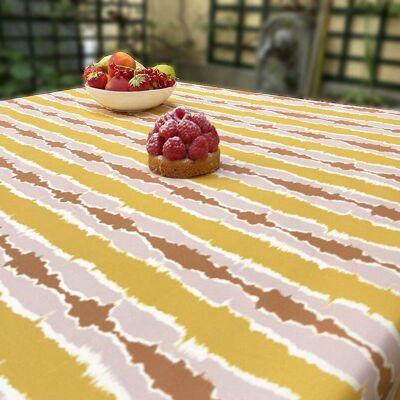 Curry yellow ikat coated tablecloth