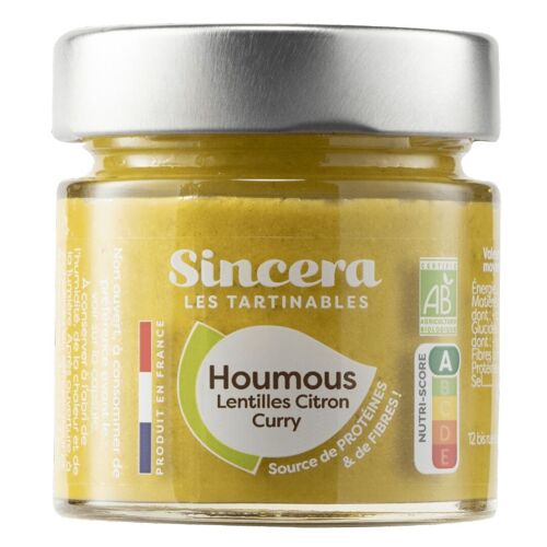 Tartinable Apéritif - Houmous de Lentilles Corail Citron Curry Bio 100g