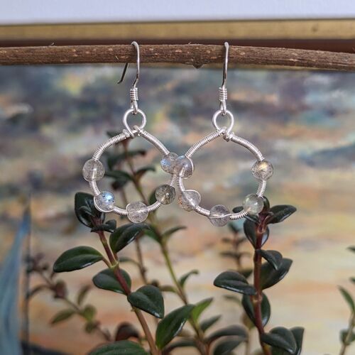 Lot de 5 - Boucles d'Oreilles ~Perles d'Eté~ Labradorite et Argent