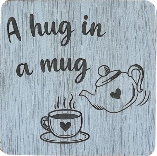 A hug in a mug Engraved Coaster