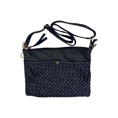 NAVY GEMMA WASHED LEATHER POUCH