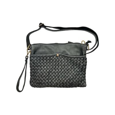 WASHED GEMMA BLACK LEATHER POUCH